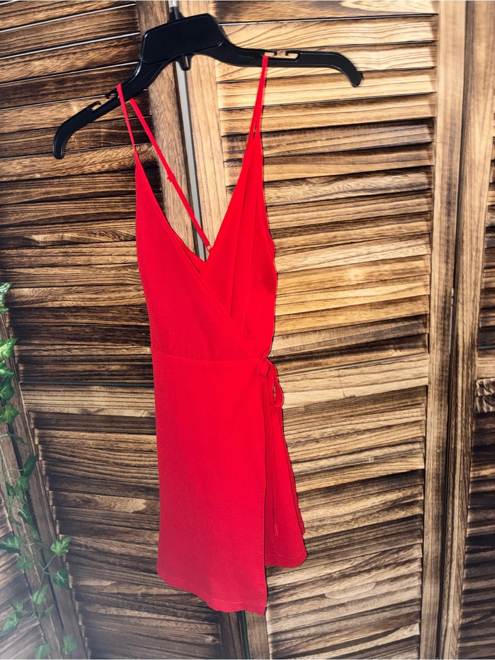 Tobi Red Spaghetti Strap Wrap Dress